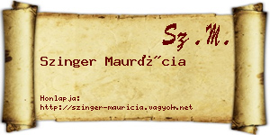 Szinger Maurícia névjegykártya